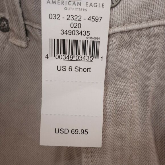 NEW American Eagle High Rise Mom Jeans Ripped Distressed Gray 6 Short - Picture 3 of 11